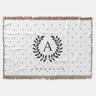 Schwarz-Weiß-Lorbeer-Monogramm-Punktmuster Decke