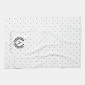 Schwarz-Weiß-Lorbeer-Monogramm-Punktmuster Geschirrtuch (Horizontal)