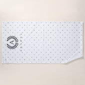 Schwarz-Weiß-Lorbeer-Monogramm-Punktmuster Strandtuch (Vorderseite)