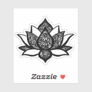 Schwarz-Weiß-Lotus-Blume Die Sticker