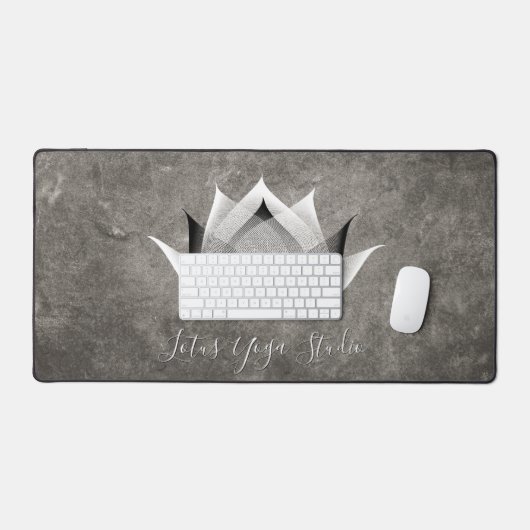 Schwarz-Weiß-Lotus Modernes, einzigartiges Yoga Gr Schreibtischunterlage (Tastatur & Maus)