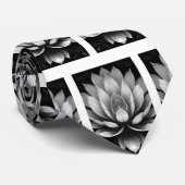 Schwarz-Weiß-Lotus-Muster Krawatte (Gerollt)