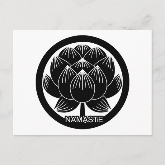 Schwarz-Weiß-Lotus-Namaste Postkarte (Vorderseite)