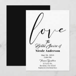 Schwarz & Weiß LOVE Moderne Schrift Hochzeit Einladung