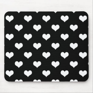 Schwarz Weiß Lovely Hearts Design  Mousepad