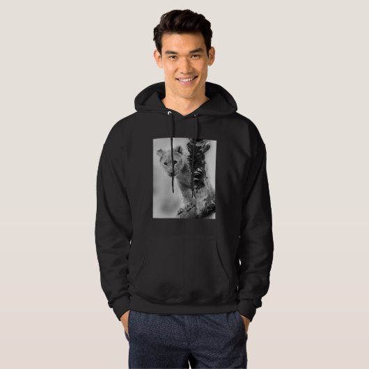 Schwarz-Weiß-Löwe Hoodie (Vorne ganz)