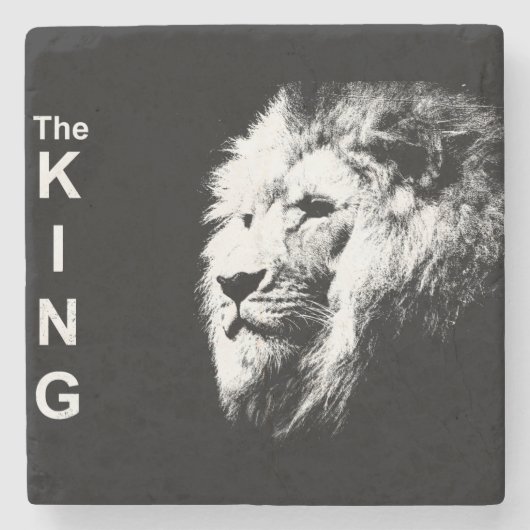 Schwarz-Weiß-Löwe-Kopf Modern Pop Art Template Steinuntersetzer (Vorderseite)