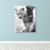 Schwarz-Weiß-Löwe Leinwanddruck (Insitu (Holzboden))