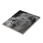 Schwarz-Weiß-Löwe - Wilde Tierfotografie Kunst Fliese (Seite)