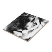 Schwarz-Weiß-Löwe - Wilde Tierfotografie Kunst Fliese (Seite)