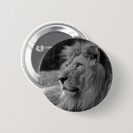 Schwarz-Weiß-Löwe - Wildtier Button (Vorne & Hinten)
