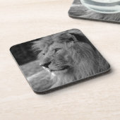 Schwarz-Weiß-Löwe - Wildtier Getränkeuntersetzer (Linke Seite)