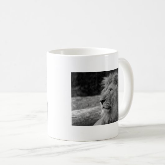 Schwarz-Weiß-Löwe - Wildtier Kaffeetasse (VorderseiteRechts)