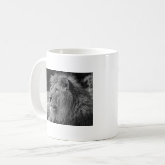 Schwarz-Weiß-Löwe - Wildtier Kaffeetasse (Vorderseite Links)