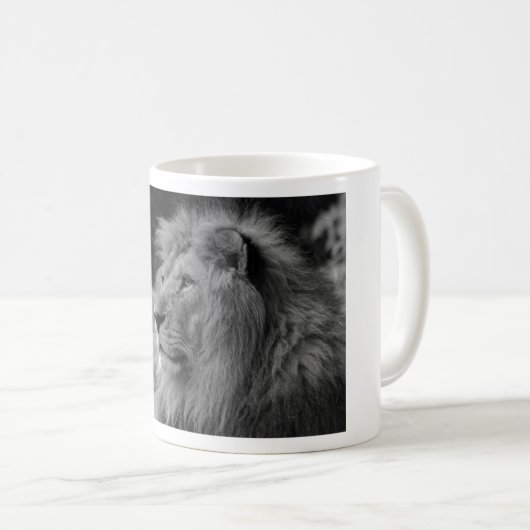 Schwarz-Weiß-Löwe - Wildtier Kaffeetasse (VorderseiteRechts)