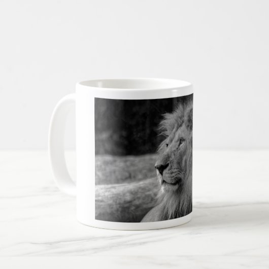 Schwarz-Weiß-Löwe - Wildtier Kaffeetasse (Vorderseite Links)