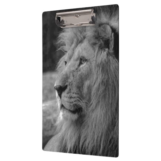 Schwarz-Weiß-Löwe - Wildtier Klemmbrett (Links)