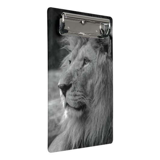 Schwarz-Weiß-Löwe - Wildtier Mini Klemmbrett (Schrägansicht)