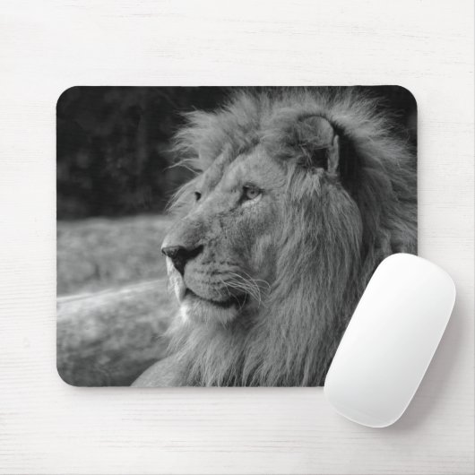 Schwarz-Weiß-Löwe - Wildtier Mousepad (Mit Mouse)