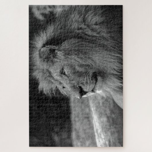 Schwarz-Weiß-Löwe - Wildtier Puzzle (Vertikal)