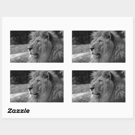 Schwarz-Weiß-Löwe - Wildtier Rechteckiger Aufkleber (Blatt)