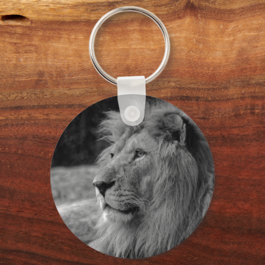 Schwarz-Weiß-Löwe - Wildtier Schlüsselanhänger (Vorderseite)