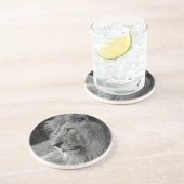 Schwarz-Weiß-Löwe - Wildtier Untersetzer (Seite)