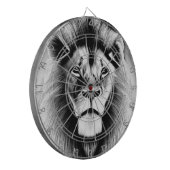 Schwarz-Weiß-Löwen-Darts Dartscheibe (Vorderseite Links)
