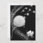 Schwarz-Weiß-Löwenzahn Einladung (Rückseite)
