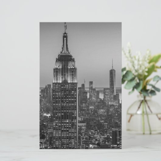 Schwarz-Weiß-Luftbild New Yorks Nacht Briefpapier (Stehend Vorderseite)