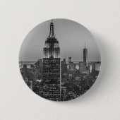 Schwarz-Weiß-Luftbild New Yorks Nacht Button (Vorderseite)