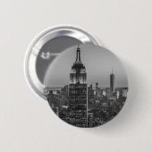 Schwarz-Weiß-Luftbild New Yorks Nacht Button (Vorne & Hinten)