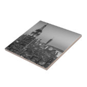 Schwarz-Weiß-Luftbild New Yorks Nacht Fliese (Seite)