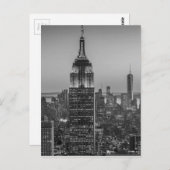 Schwarz-Weiß-Luftbild New Yorks Nacht Postkarte (Vorne/Hinten)