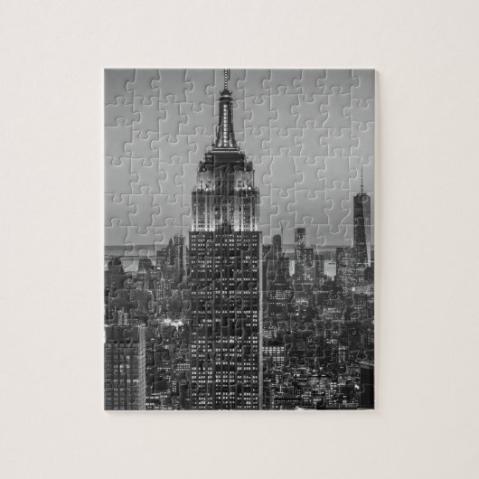 Schwarz-Weiß-Luftbild New Yorks Nacht Puzzle (Vertikal)