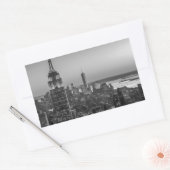 Schwarz-Weiß-Luftbild New Yorks Nacht Rechteckiger Aufkleber (Umschlag)