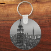 Schwarz-Weiß-Luftbild New Yorks Nacht Schlüsselanhänger (Vorderseite)