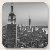 Schwarz-Weiß-Luftbild New Yorks Nacht Untersetzer (Vorderseite)