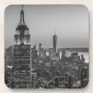 Schwarz-Weiß-Luftbild New Yorks Nacht Untersetzer