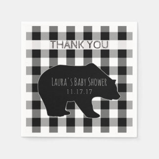 Schwarz-Weiß-Lumberjack Kariert | Bear Baby Dusche Serviette