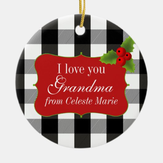 Schwarz-Weiß-Lumberjack Karierte Holries Keramikornament (Vorne)