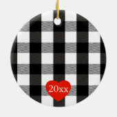 Schwarz-Weiß-Lumberjack Karierte Holries Keramikornament (Hinten)