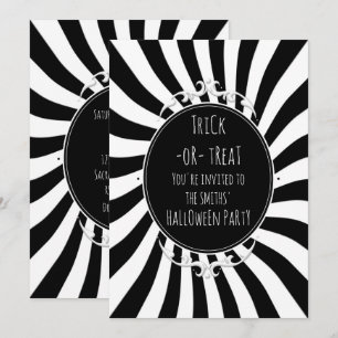 Schwarz Weiß Lustig Verspielte Streifen Halloween Einladung