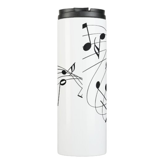 Schwarz-Weiß-Luxus-Musiknote Thermosbecher (Rückseite)