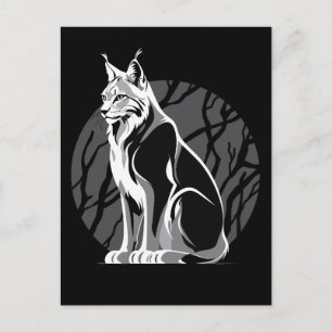 Schwarz-Weiß-Lynx Postkarte