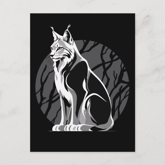 Schwarz-Weiß-Lynx Postkarte (Vorderseite)