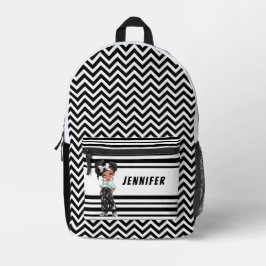 Schwarz-Weiß-Mädchen Bedruckter Rucksack