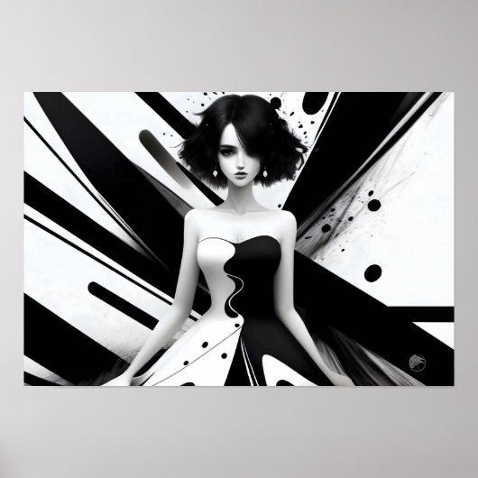 Schwarz-Weiß-Mädchen Poster (Vorne)