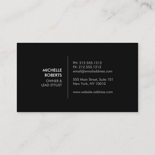 SCHWARZ & WEISS MÄDCHEN - SCHÖNHEIT SCHÖNER STIL N VISITENKARTE (Rückseite)