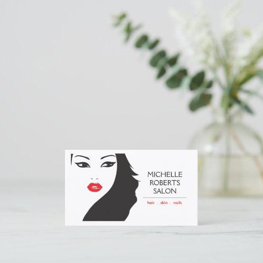 SCHWARZ & WEISS MÄDCHEN - SCHÖNHEIT SCHÖNER STIL N VISITENKARTE (Stehend Vorderseite)